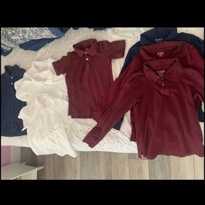 Short
3 white 1 of them is button up
1 blue
1 maroon 
Long 
2 maroon 
1 blue